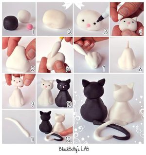 Забавная кошка из пластилина