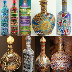Точечная роспись бутылки
